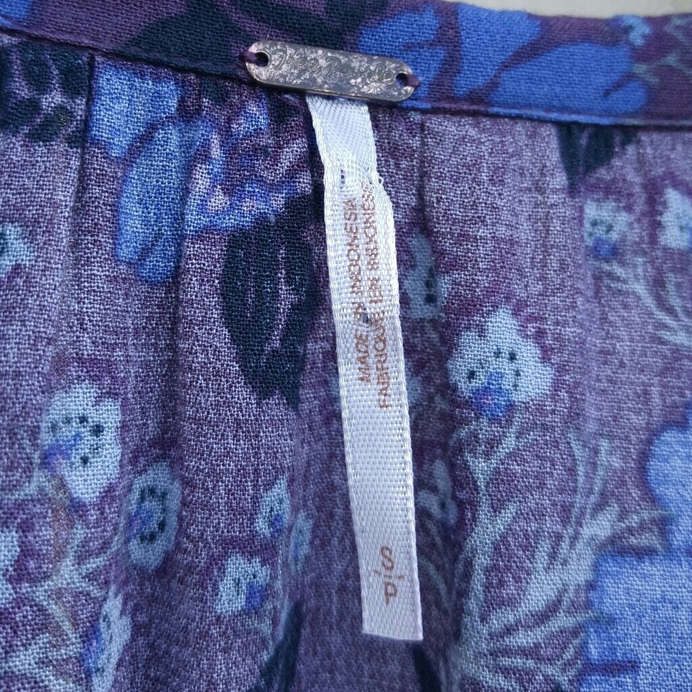Free People Purple Floral Bell Sleeve Dress - Picture 2 of 5